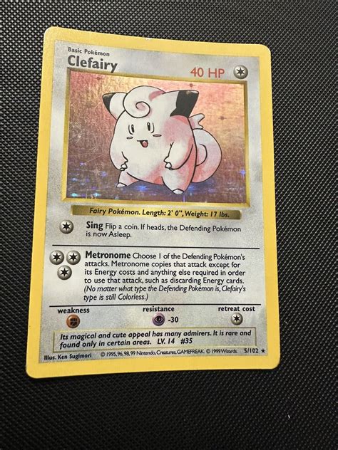 Pok Mon Tcg Clefairy Base Set Holo Shadowless Holo Rare Hp Ebay