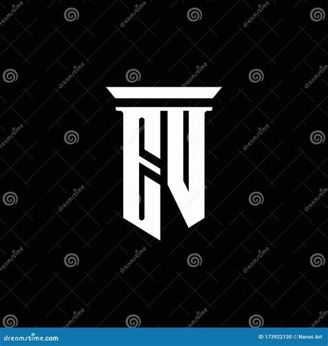 EV Monogram Logo With Emblem Style Isolated On Black Background Stock