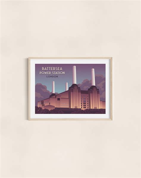 Battersea Power Station Art Print London Travel Poster River | Etsy