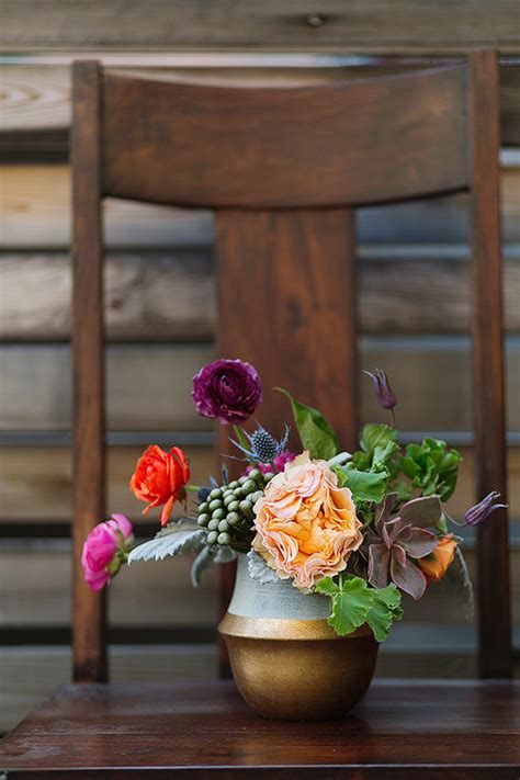 Floral centerpiece with gold vase | Wedding & Party Ideas | 100 Layer Cake