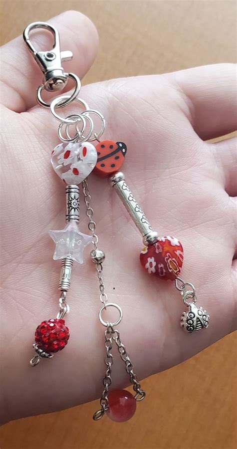 Red Ladybug Keychain Phone Charm Etsy Purse Charms Diy Beaded