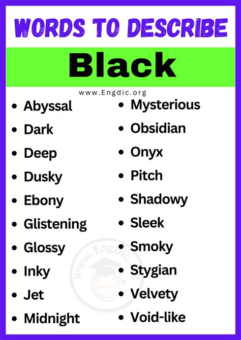 20 Best Words To Describe Black Adjectives For Black Engdic