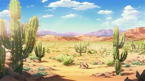 Fondo Desierto Cactus Plantas Nubes Para Power Point Y Diapositivas