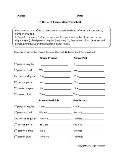 Spanish Verb Conjugation Practice Worksheets — Db