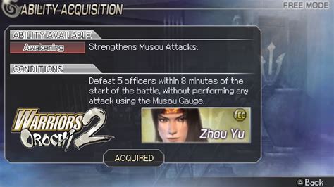 Ability Guide Awakening Ability Zhou Yu Warriors Orochi Psp