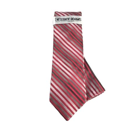 Stacy Adams Men S Tie Hanky Set Red Silver Burgundy Charcoal Gray Stripes 3 5 Ties