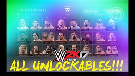 All Vc Unlockables Wwe 2k17 Youtube