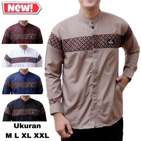 Jual Baju Koko Pria Dewasa Lengan Panjang Katun Kombinasi Kobata