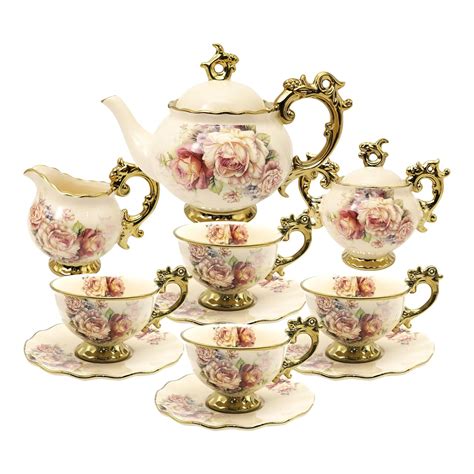 Buy Fanquare Pieces British Porcelain Tea Sets Flower Vintage China