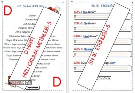 D Harfi Hızlı Okuma Metni Ve 5 Eduhol Etkinlik İndir Oyun Oyna