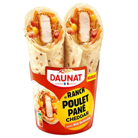 Wrap Le Ranch Poulet Pan Cheddar Sauce Big Burger Daunat Le Paquet