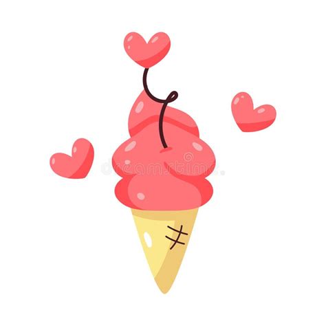 Isolated Ice Cream Cone With Hearts Stock Vector Illustration Of Cute