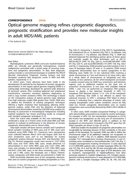 PDF Optical Genome Mapping Refines Cytogenetic Diagnostics