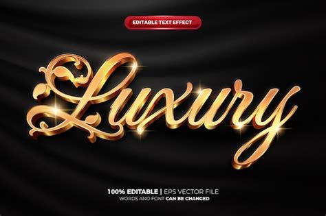 Efecto De Texto Editable 3d De Oro De Lujo Vector Premium