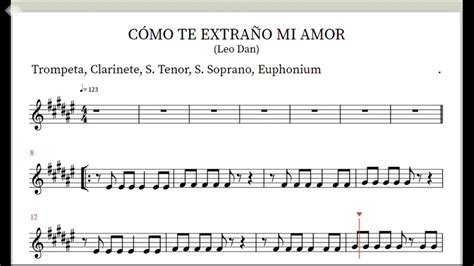 Como te extraño mi amor - Leo Dan - Partitura para Trompeta, Clarinete, S. Tenor, S.Soprano ...