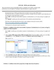 STAT 243 SPSS Lab 4 Guide 1 Docx STAT 243 SPSS Lab 4 20 Points This