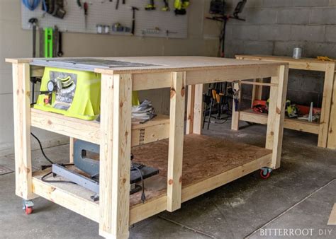 Mobile Workbench with Table Saw – Free Woodworking Plan.com