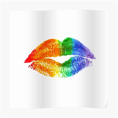 Beautiful Lips Kiss Trace With Lgbt Symbol Pride Rainbow Lips Poster