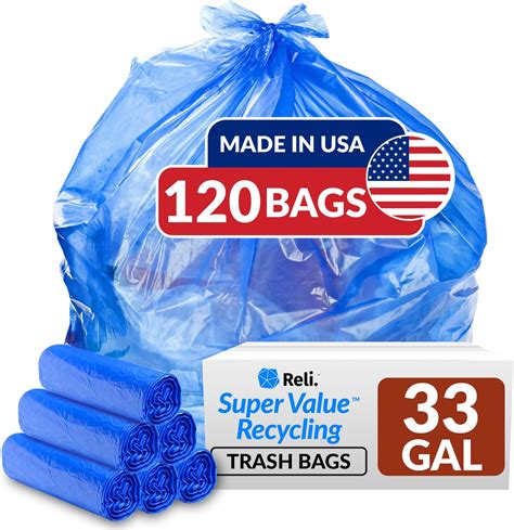 Toughbag 33 Gallon Recycling Trash Bags 100 Count Green