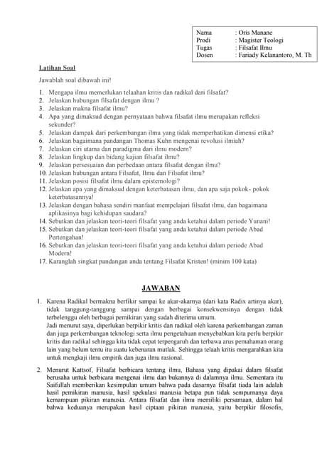 Tugas Filsafat Ilmu Pdf