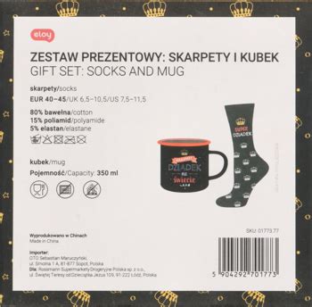 Eloy Zestaw Prezentowy Skarpety I Kubek Najlepszy Dziadek Czarny