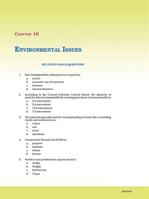 Ncert Exemplar Class 12 Biology Unit 16 Environmental Issues