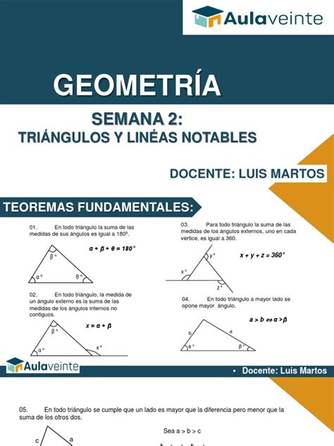 Geometría Básica Teoremas Y Propiedades De Triángulos Y Figuras Planas