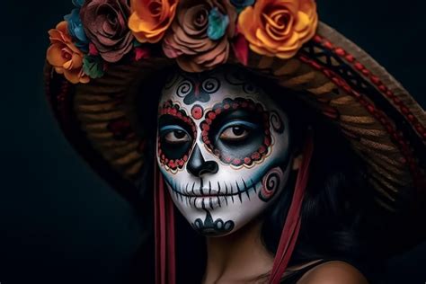 Premium Ai Image Dia De Los Muertos Woman Face Makeup