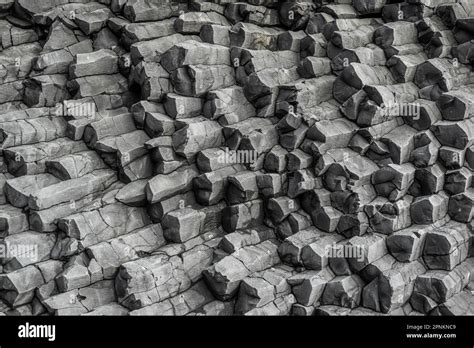 Natural Geometric Background Pattern Showing The Black Hexagonal Basalt