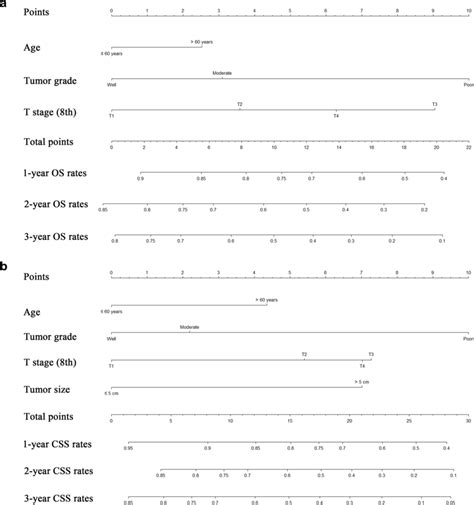 Nomograms Predicting And Year Os A And Css B Of Patients