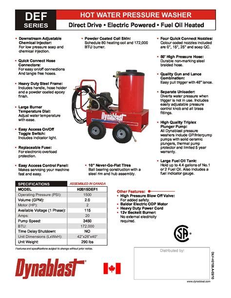 Dynablast H Def Hot Water Pressure Washer