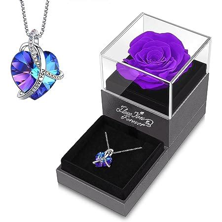 Amazon Newnove Preserved Purple Real Rose With Purple Necklace