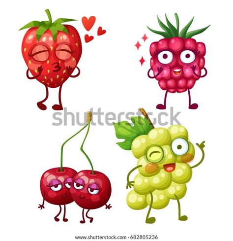 Funny Berry Characters Isolated On White Stock Vector Royalty Free