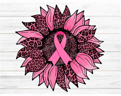 Pink Leopard Sunflower Breast Cancer Png Breast Cancer Etsy