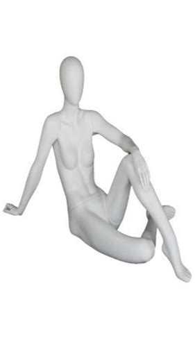 Matte White Female Egghead Mannequin Sitting On Ground