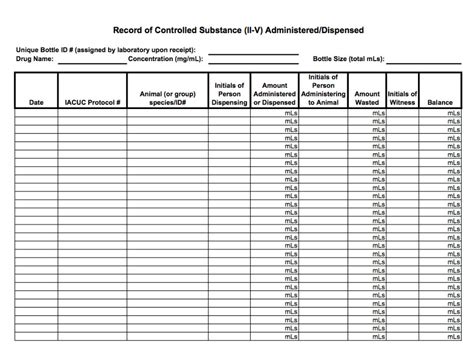 Dea Controlled Substance Log Template Jmt Printable Calendar