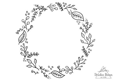 Simple Flower Wreath Drawing