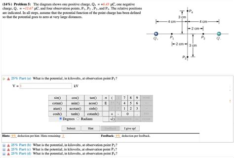 Solved (14\%) Problem 5: The diagram shows one positive | Chegg.com