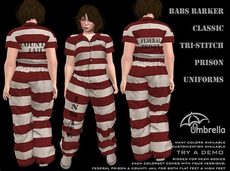 Second Life Marketplace U Tri Stitch Jumpsuit Red Stripes Prison Jail Detention Corrections