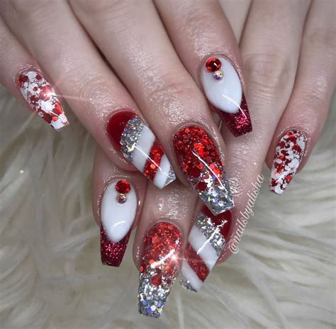 28 Acrylic Nails Christmas Coffin Background Elegant Nail Designs Coffin