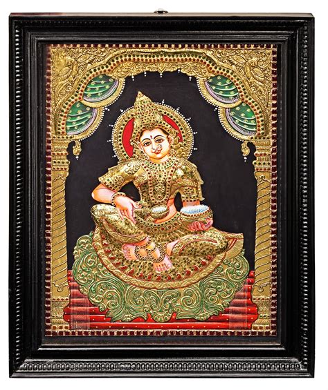 Devi Annapurna Tanjore Painting with Teakwood Frame | Traditional ...