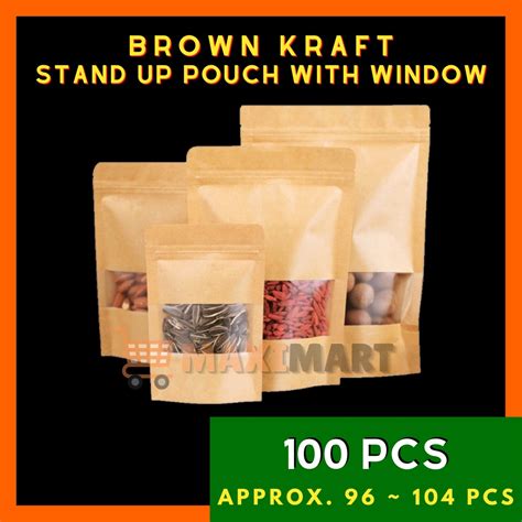 Pcs Kraft Brown Stand Up Pouch With Zip Lock Paper Bag Ziplock