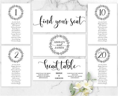 Rustic Wedding Seating Chart Template Header Signs And Table Wedding