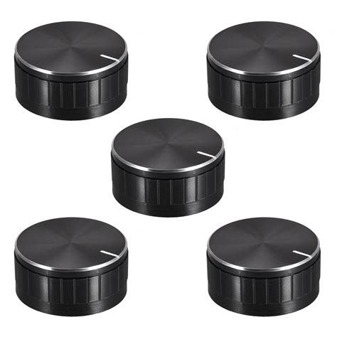 Uxcell 5 Pcs Potentiometer Knob Black Aluminum 40mmx17mm Volume Control