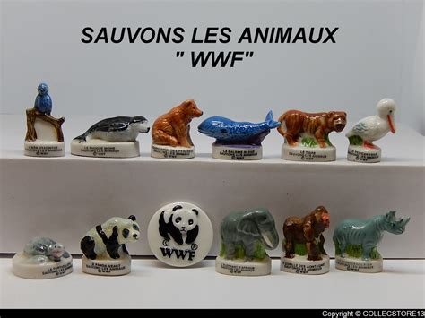 SERIE COMPLETE DE FEVES LES ANIMAUX EN DANGER WWF PANDA ELEPHANT