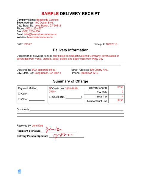 Delivery Receipt Template | Invoice Maker