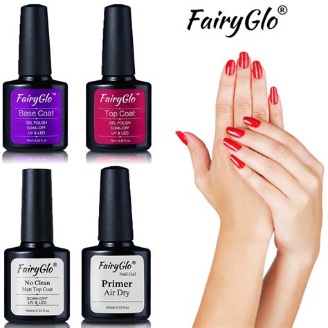 Fairyglo Uv Gel Nail Polish Top Base Coat Primer Fast Air Dry Matte Top