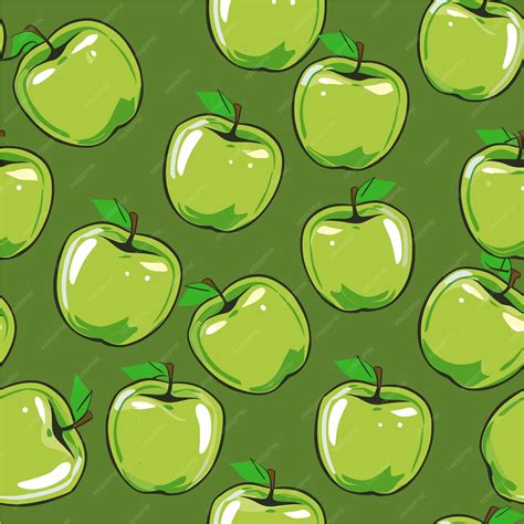 Green Apple Pattern Illustration Premium Ai Generated Vector