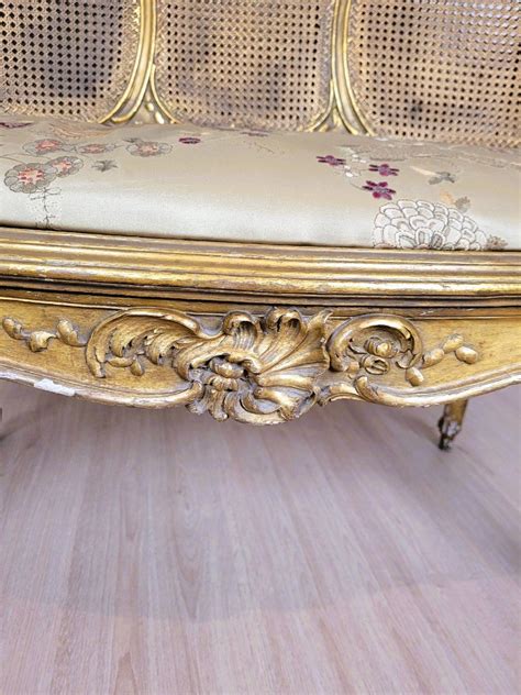 Proantic Banquette Corbeille Dorée De Style Louis XV Fin XIXème