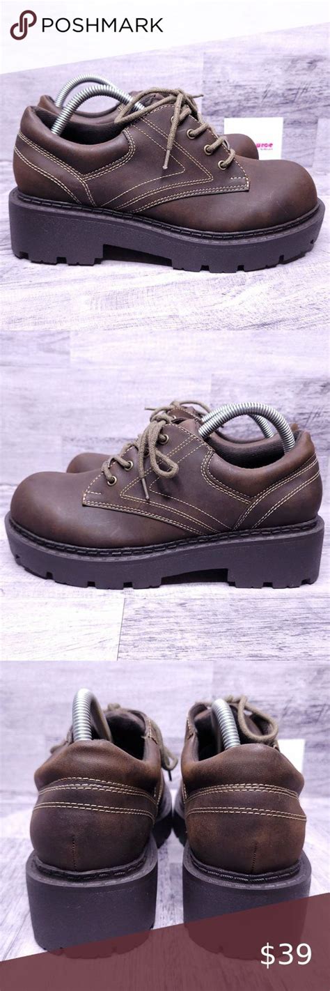 Mudd Lava 90s Y2k Lug Sole Platform Oxford Brown Womens Sz 10 Brown